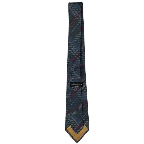 608. Yves Saint Laurent Blue/Purple Neck Tie - Classic Style - Picture 3 of 8